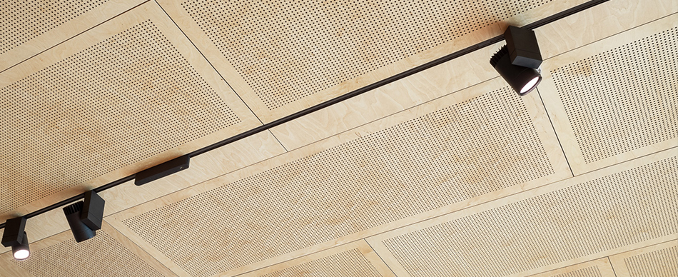 Perforated Birch plywood ceiling